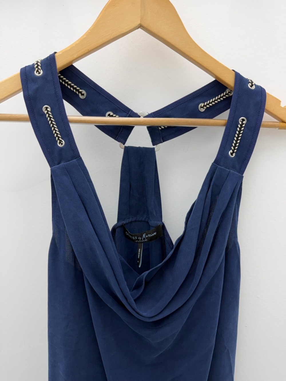Marciano Navy Blue Cowl Neck Top | Sleeveless Draped Blouse | Like New 💙 - Picture 5 of 11